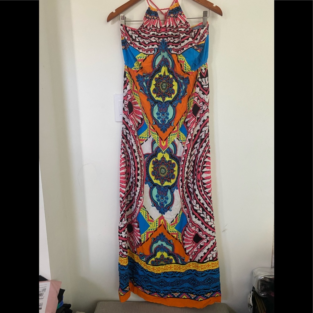 Gilbert  Mandala Summer  Halter Maxi Dress size L